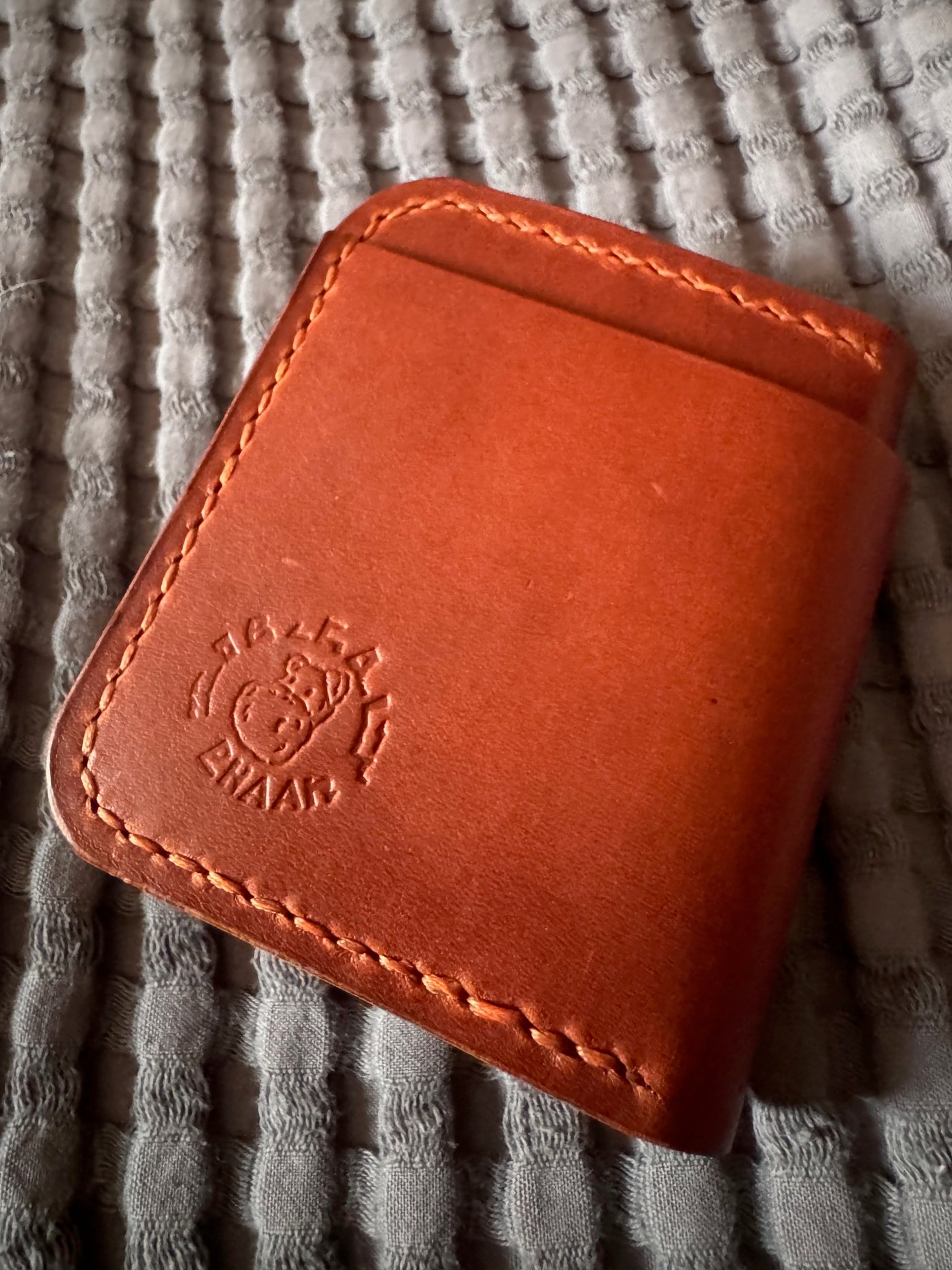 HP-16 Tank Billfold in Old English Horween Dublin, closed front view